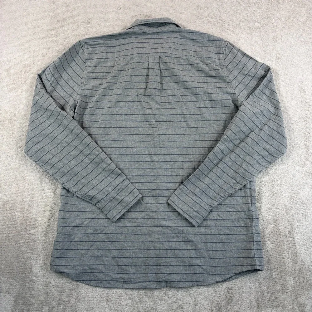 Marine Layer Lipton Shirt Men Larger Grey Blue Stripe Long Sleeve NWT $98 - Picture 5 of 10
